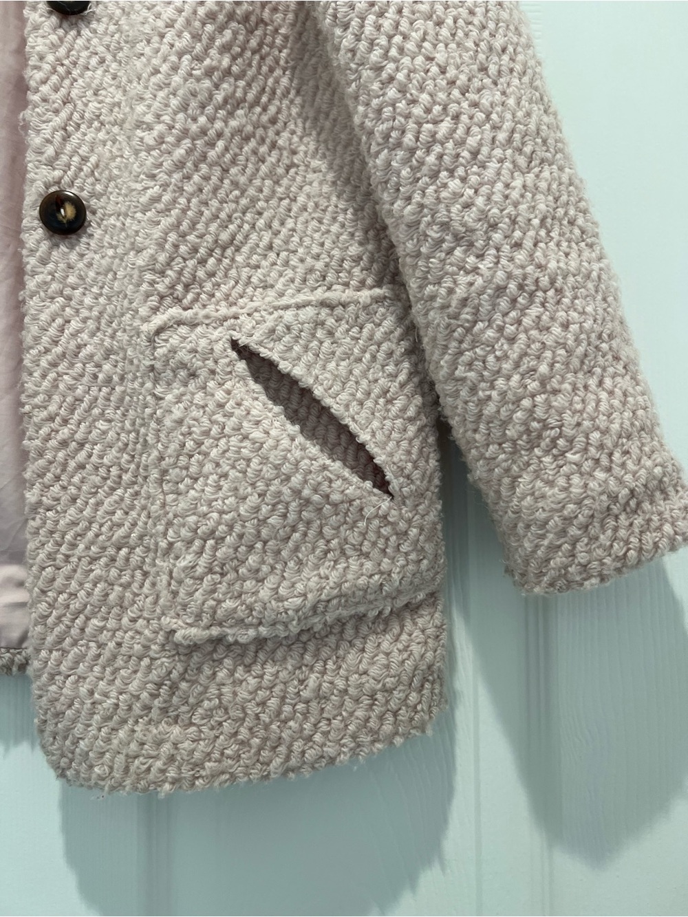 Zara Kids Bouclé Pea Coat in Pale Pink - Picture 3 of 6
